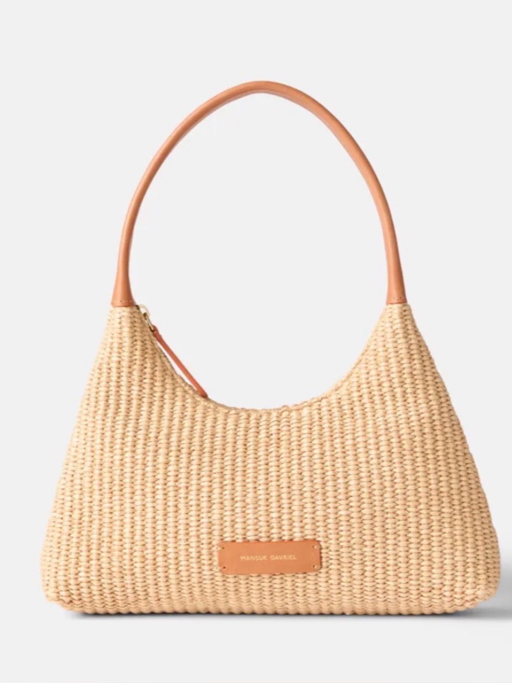 Mansur Gavriel Mini Cindy bag
Woven Straw Shoulder Bag in Natural Tan Handles